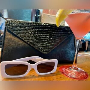 NWT-MFT Black and White Retro Style Rectangular frame sunglasses